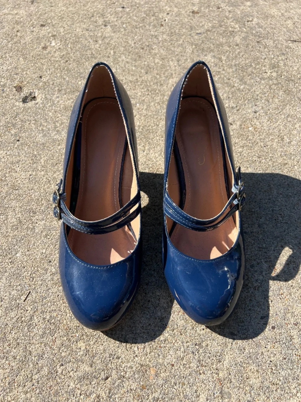 Women’s Patent Mary Jane Heels - Navy Blue (Size 7)